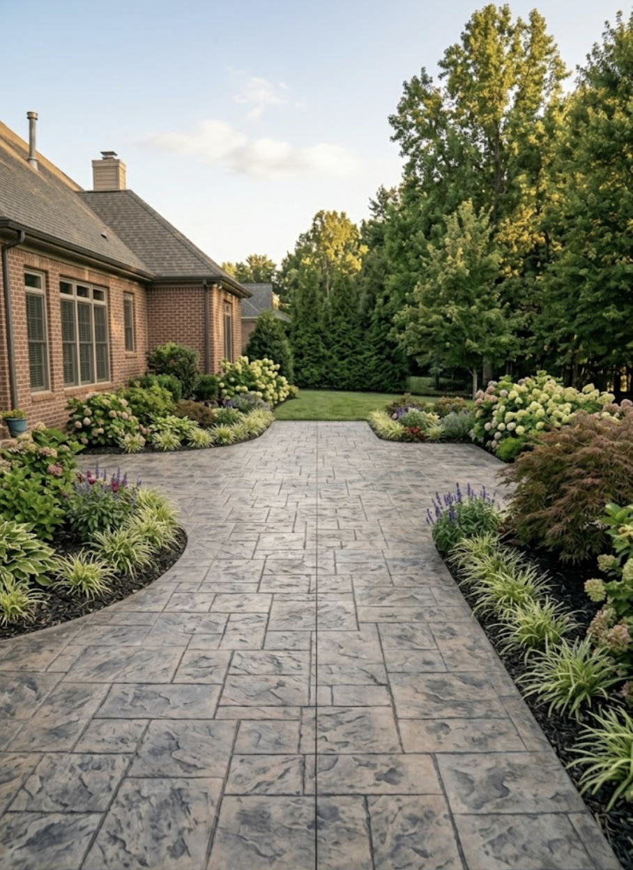 Stamped concrete patio