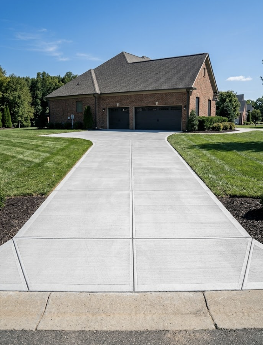 New concrete driveway installation